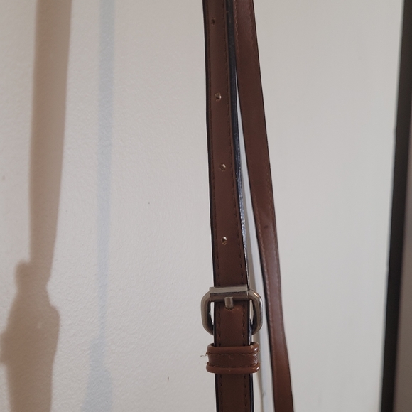 David Jones -- Faux Leather Brown Gator Skin Crossbody Bag - Picture 5 of 13